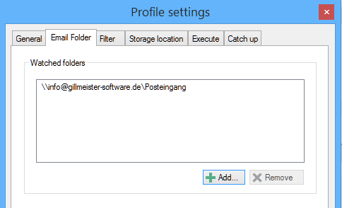 Set Outlook email folder